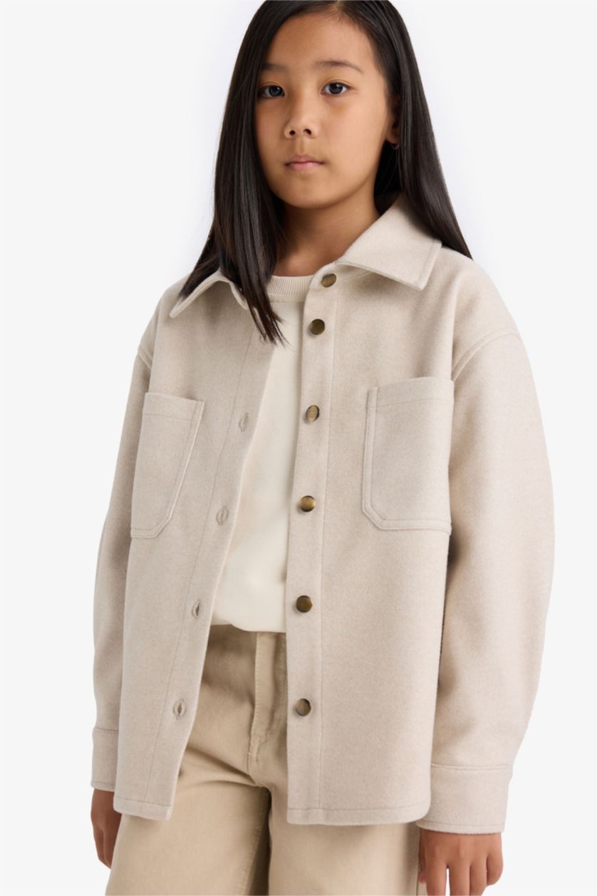 GIRLS & TEENS Ecru Girl Long Sleeve Buttons Shirt