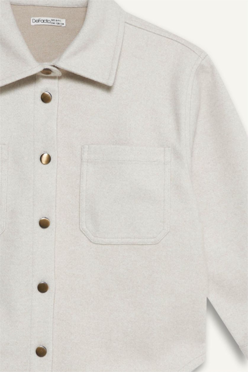 GIRLS & TEENS Ecru Girl Long Sleeve Buttons Shirt