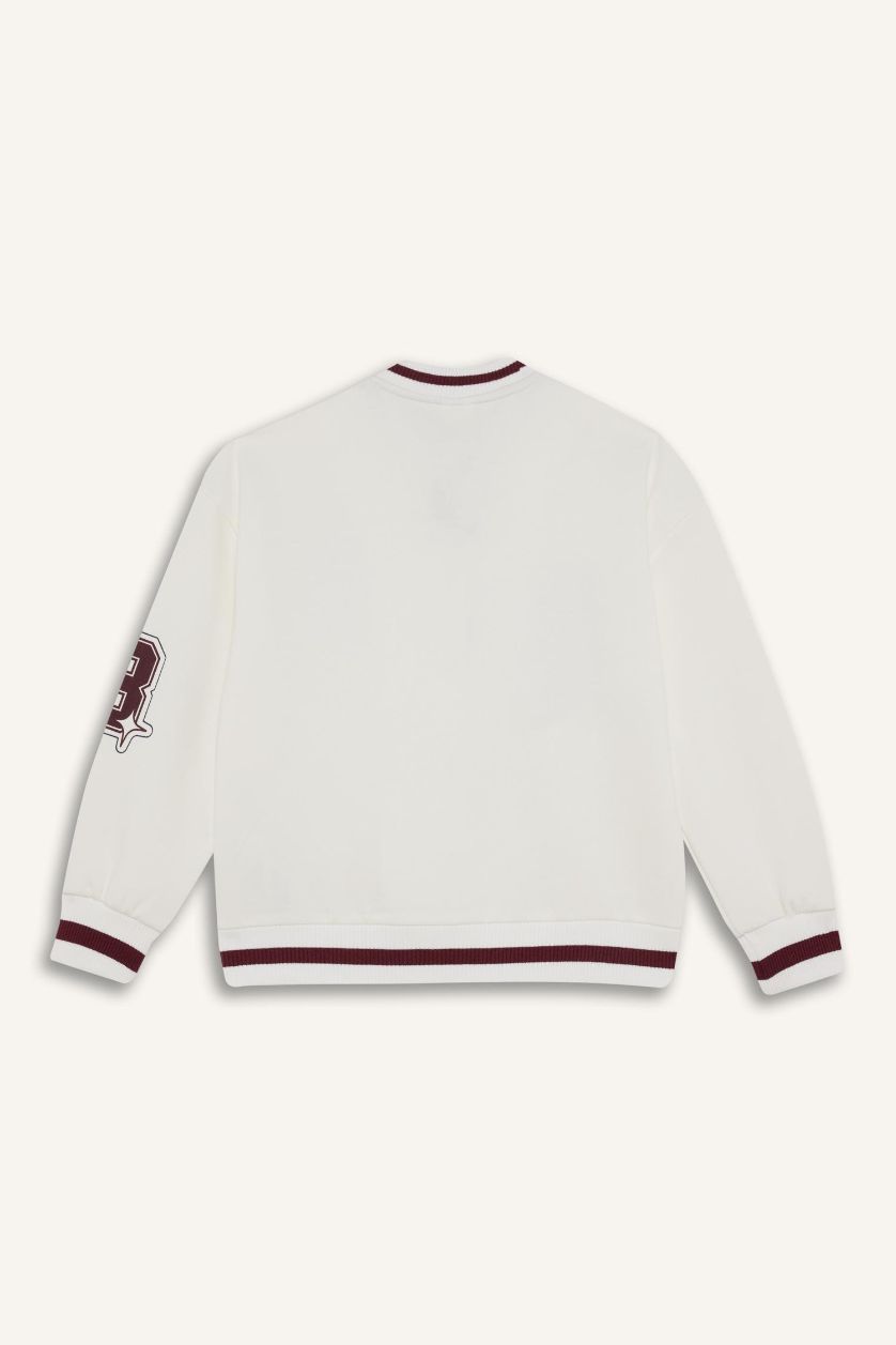 FILLES Écru Blouson Bomber imprimé à col collège pour fille