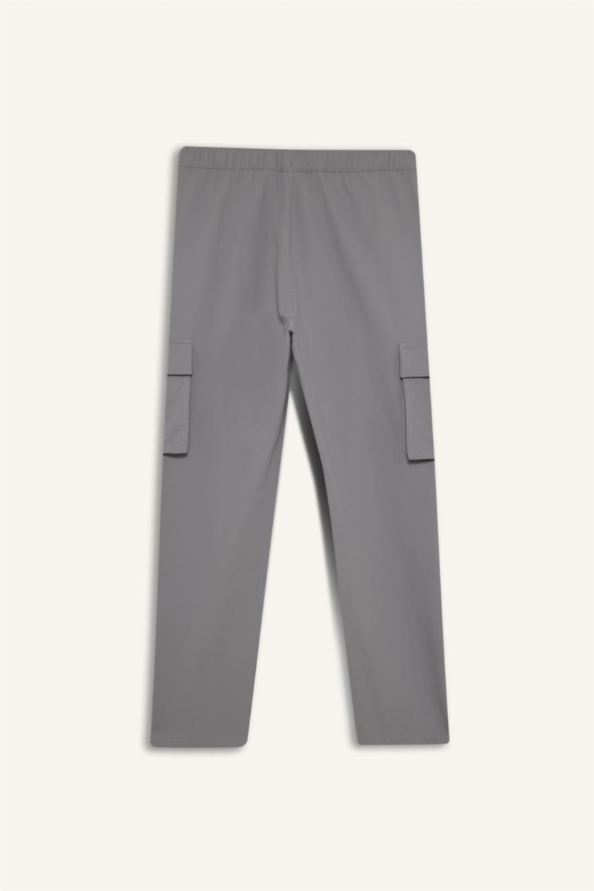 Erkek Gri Standart Fit Kargo Cepli Standart Paça Dokuma Sporcu Jogger