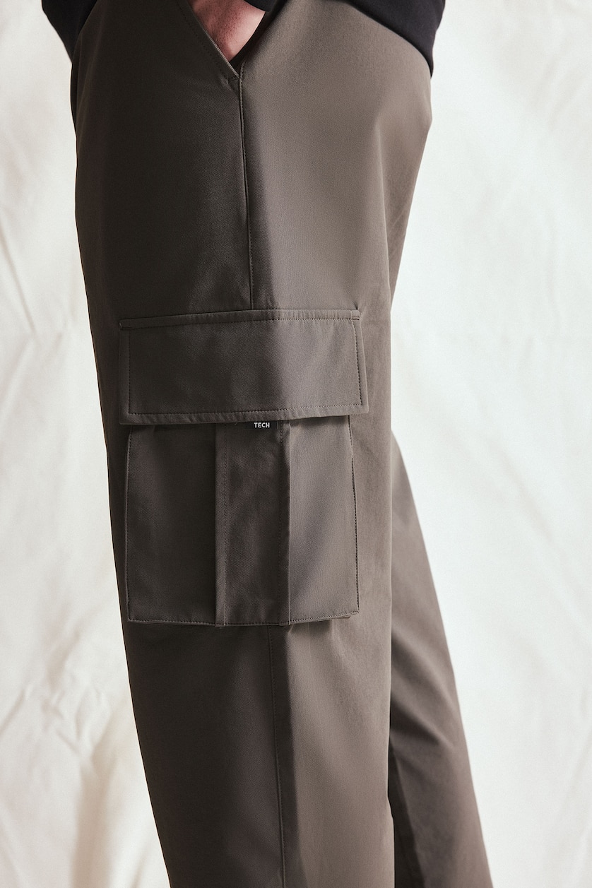 Erkek Koyu Haki Sıcak Tutan Standart Fit Kargo Cepli Jogger Eşofman Altı