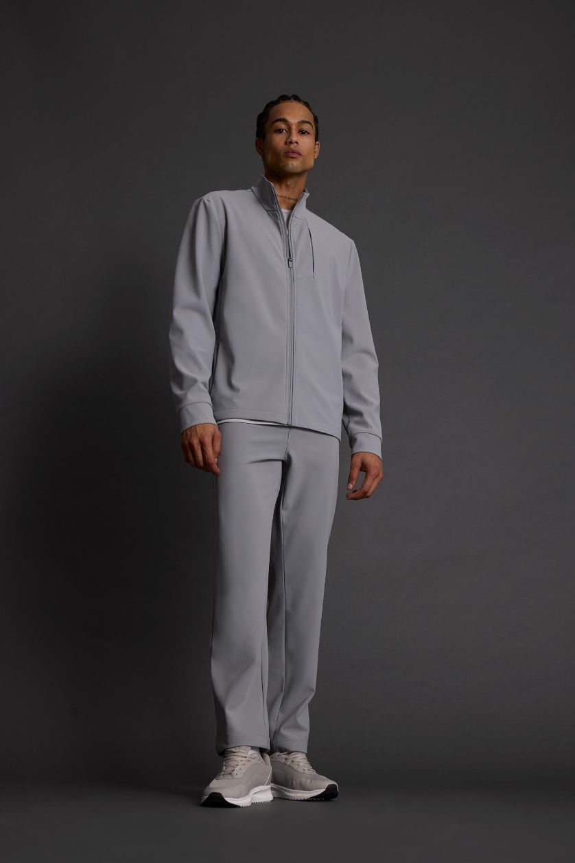 Erkek Açık Gri Standart Fit Standart Paça Dokuma Sporcu Pantolon