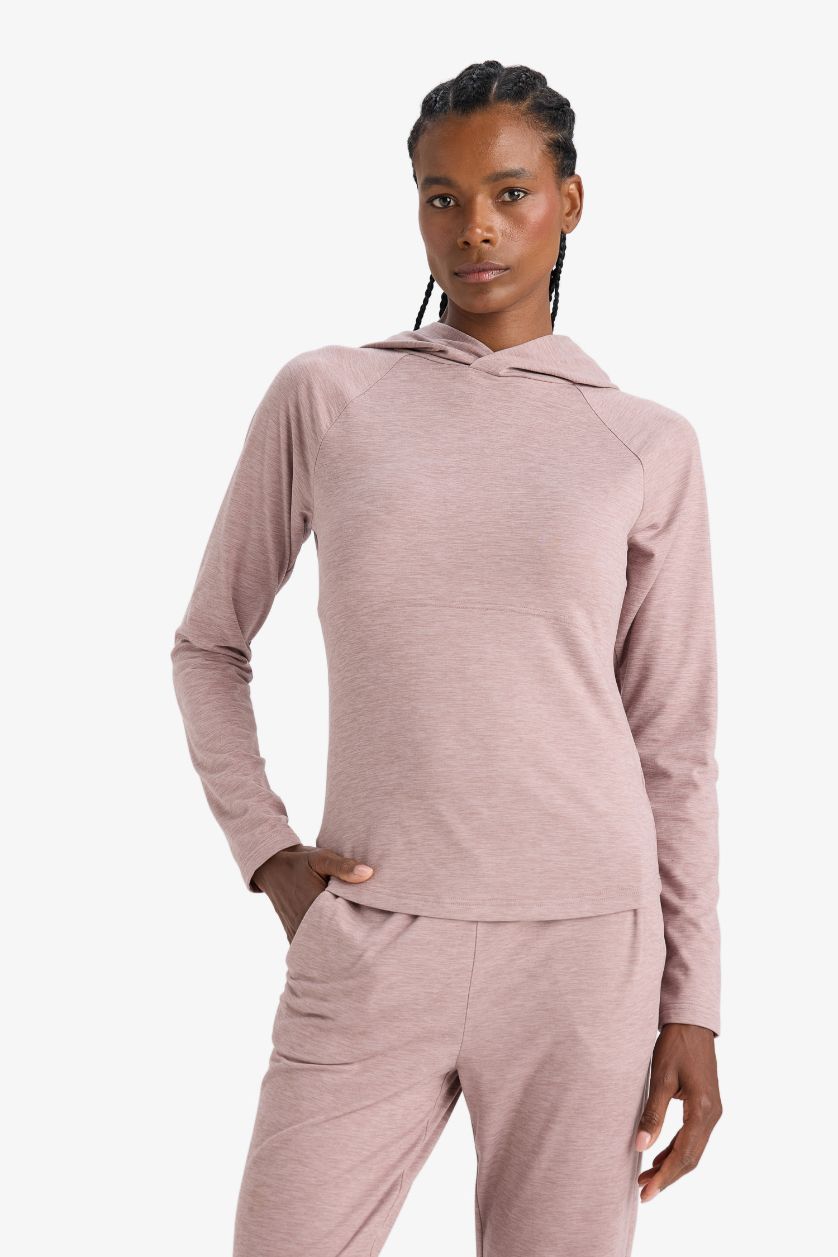 Женщины Розовый Спортивная футболка с капюшоном и длинным рукавом