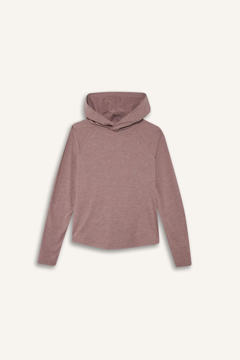 Женщины Розовый Спортивная футболка с капюшоном и длинным рукавом