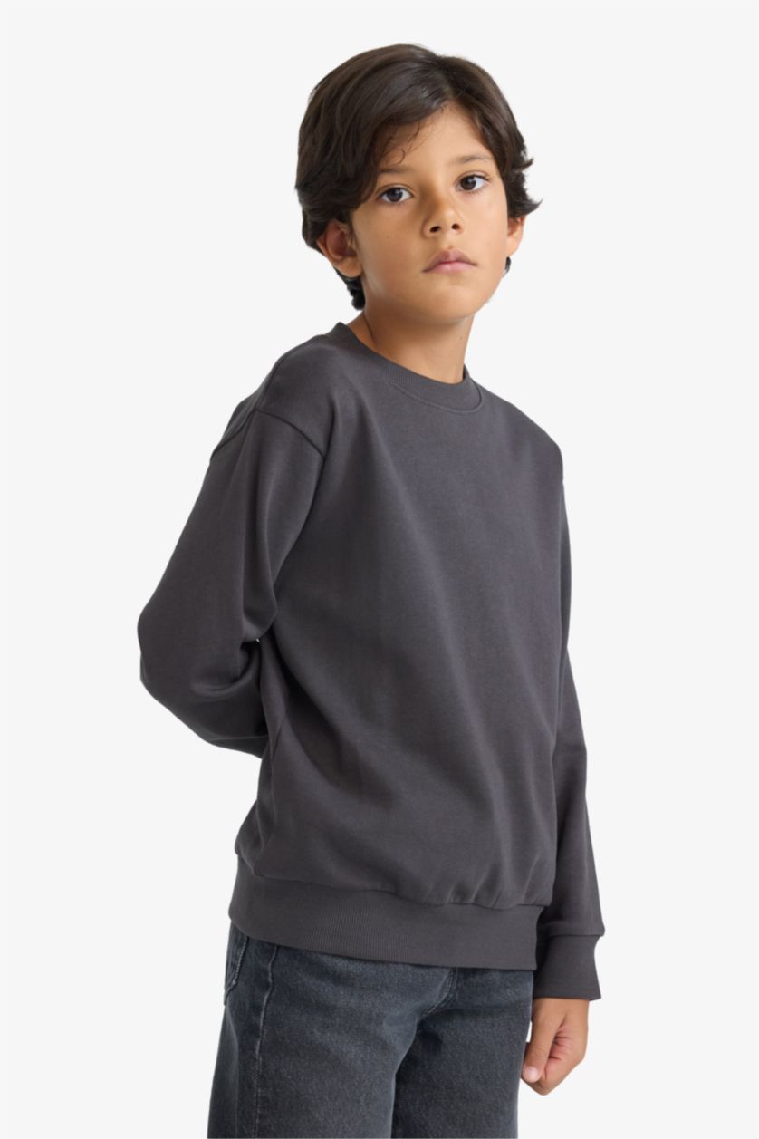 أولاد أنثرا غامق سويت شيرت ولادي بيزك سادة قصة عادية بياخة مستديرة