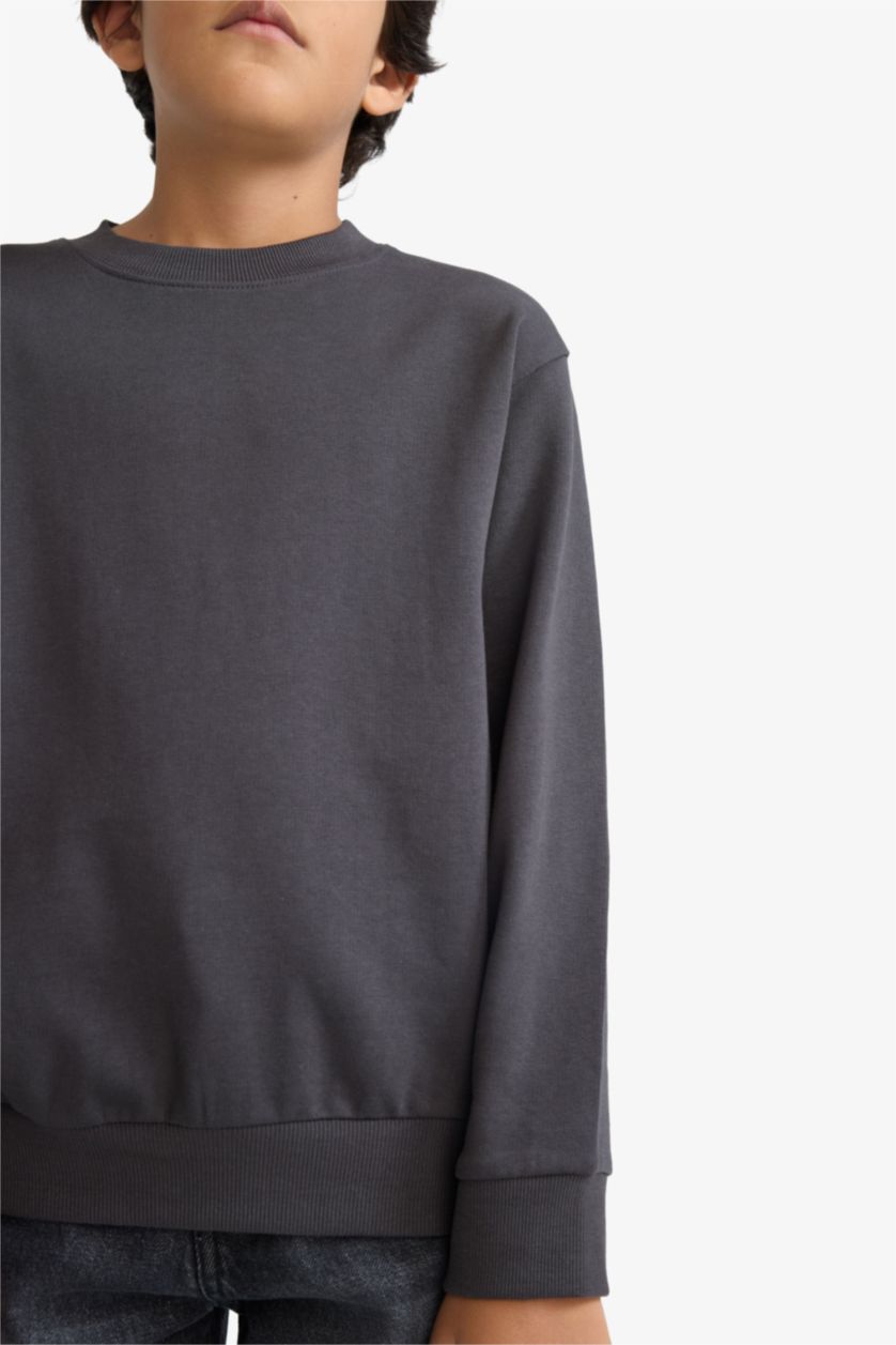 أولاد أنثرا غامق سويت شيرت ولادي بيزك سادة قصة عادية بياخة مستديرة