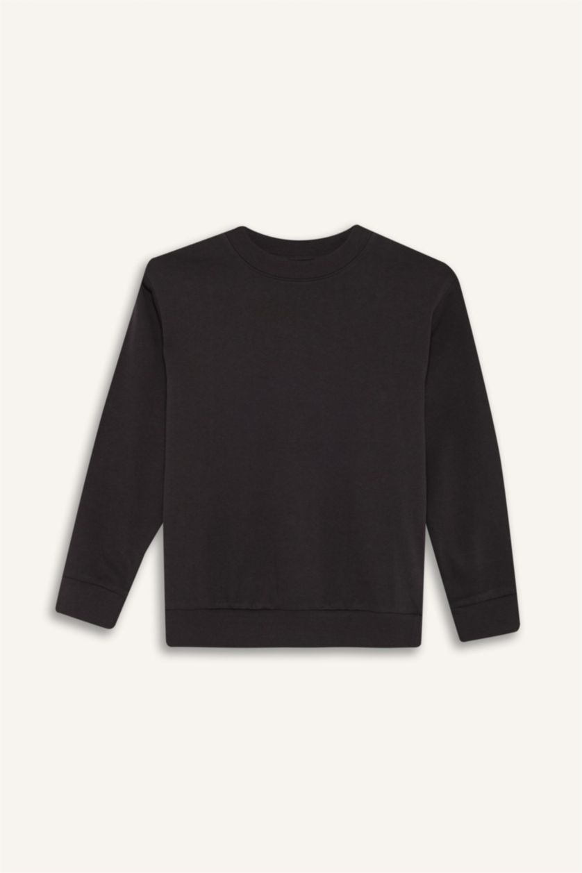 أولاد أنثرا غامق سويت شيرت ولادي بيزك سادة قصة عادية بياخة مستديرة