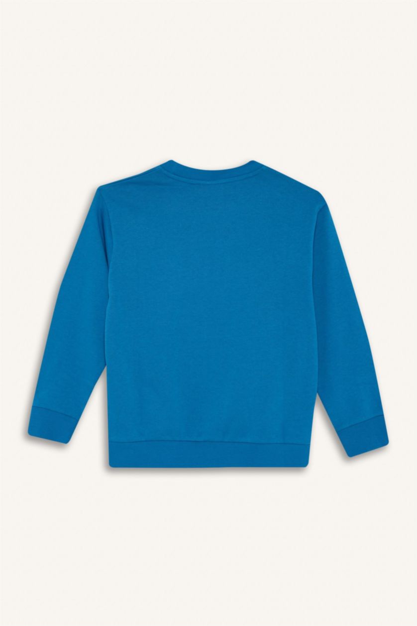 Boys & Teens Dark Blue Boy Regular Fit Crew Neck Basic Sweatshirt