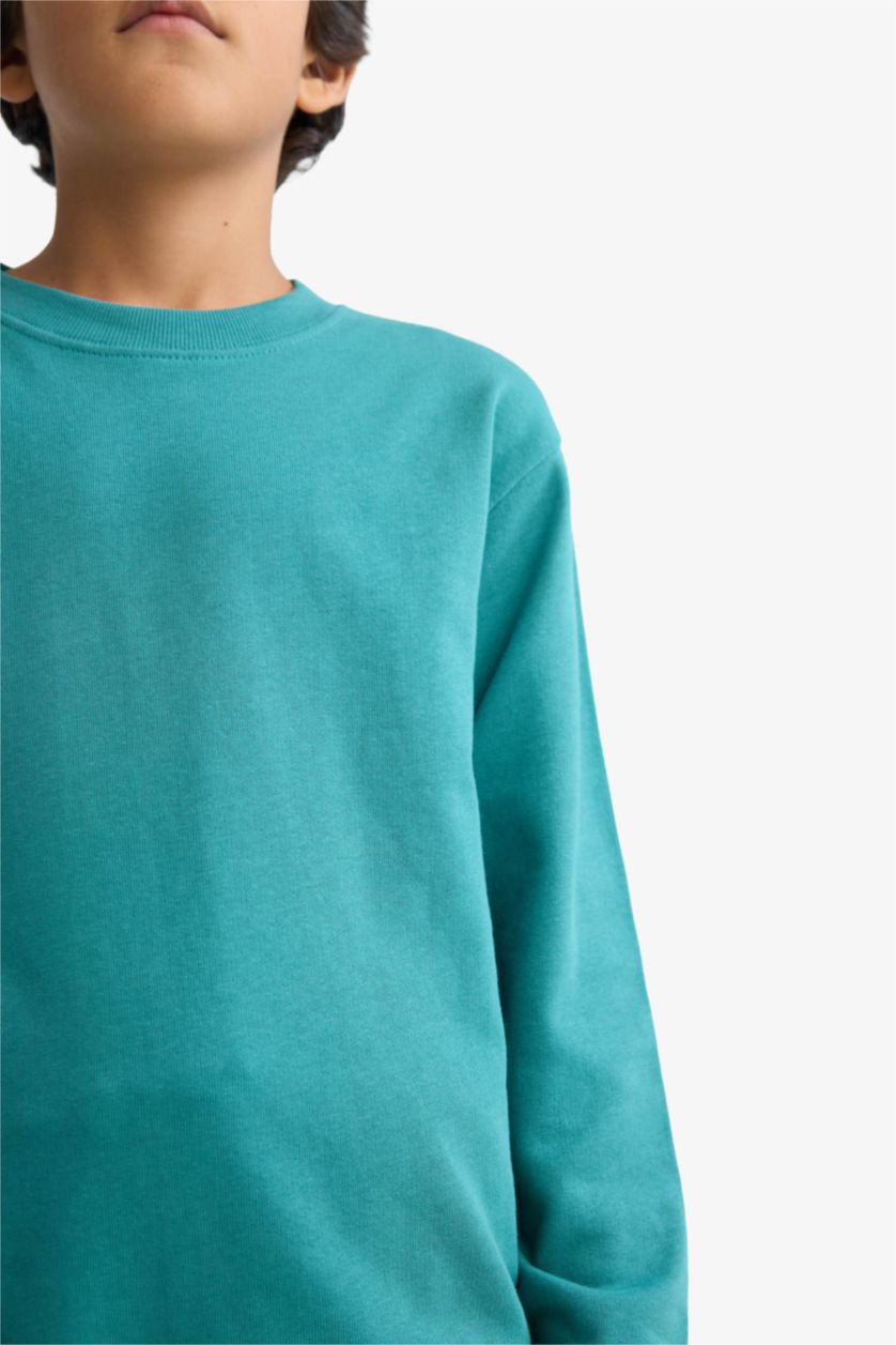 أولاد أخضر سويت شيرت ولادي بيزك سادة قصة عادية بياخة مستديرة