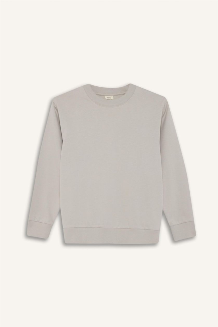 أولاد رمادي فاتح سويت شيرت ولادي بيزك سادة قصة عادية بياخة مستديرة