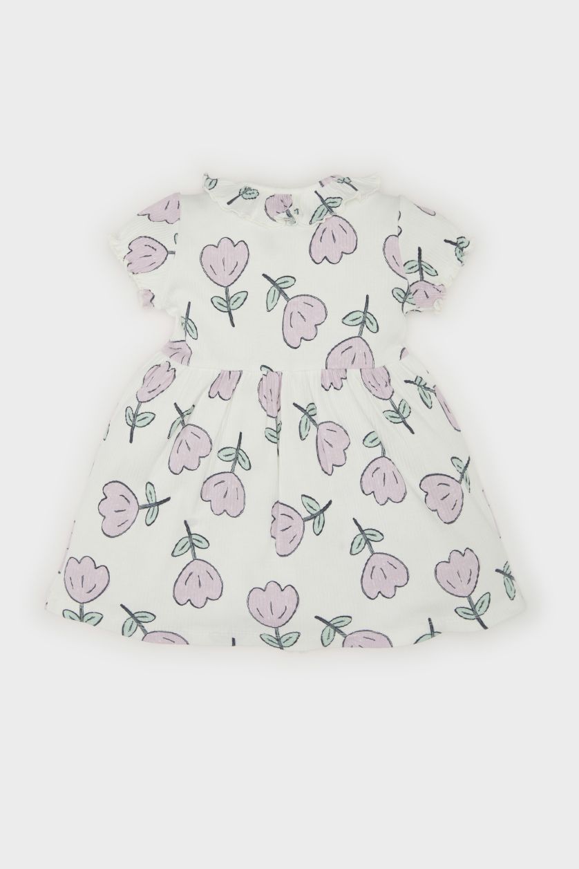 BÉBÉ FILLE Blanc Robe courte fleurie à manches courtes pour bébé fille