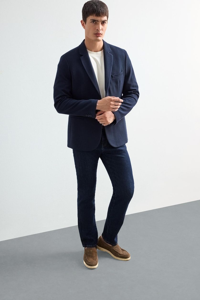 MAN NAVY Modern Fit Buttoned Blazer