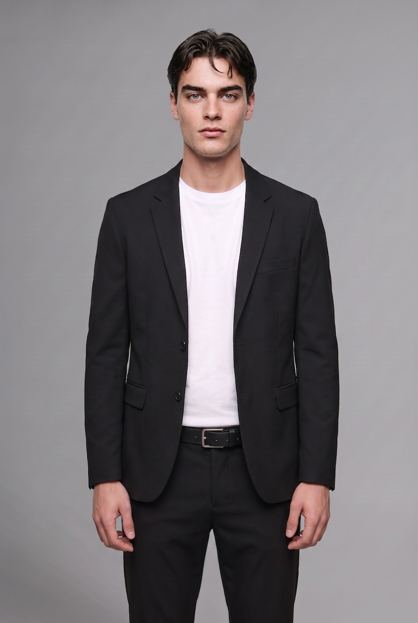 Erkek Siyah Modern Fit Penye Blazer Ceket