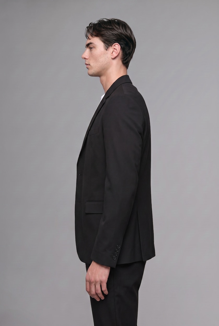 Erkek Siyah Modern Fit Penye Blazer Ceket