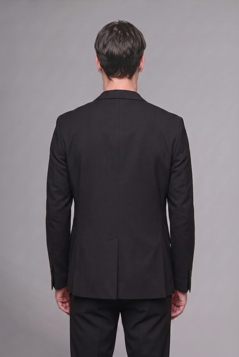Erkek Siyah Modern Fit Penye Blazer Ceket