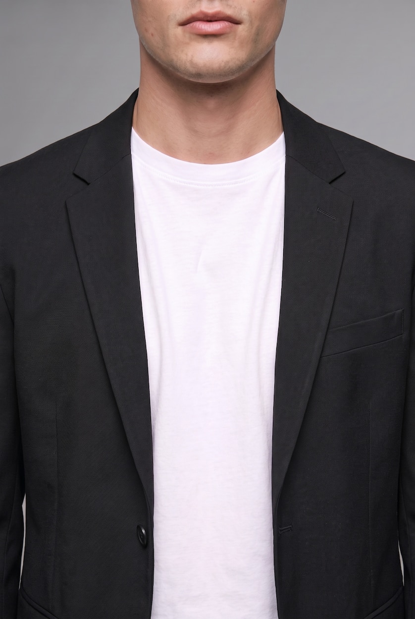 Erkek Siyah Modern Fit Penye Blazer Ceket
