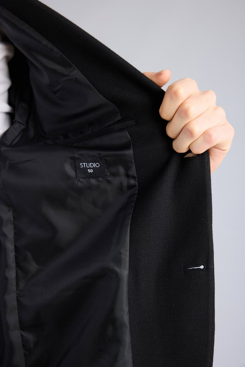 Erkek Siyah Modern Fıt Penye Blazer Ceket