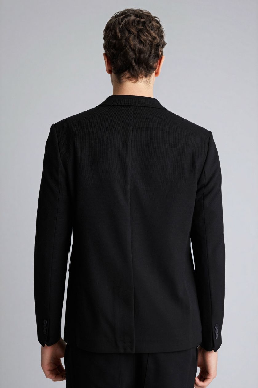 Erkek Siyah Modern Fıt Penye Blazer Ceket