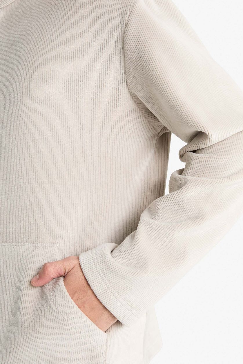 Erkek Taş Yumuşak Tuşe Kadife Sweatshirt