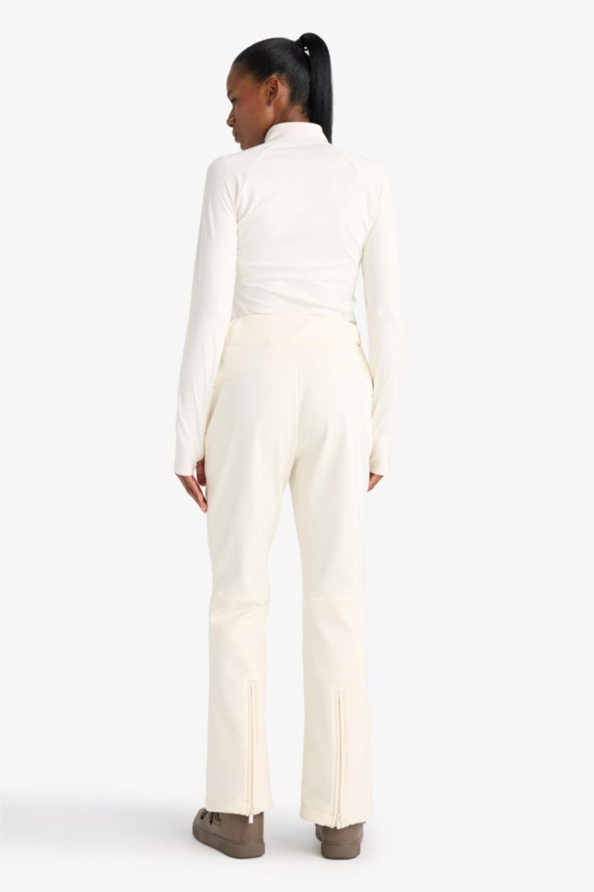 FEMME Blanc Pantalon de ski softshell à poches Coupe évasée
