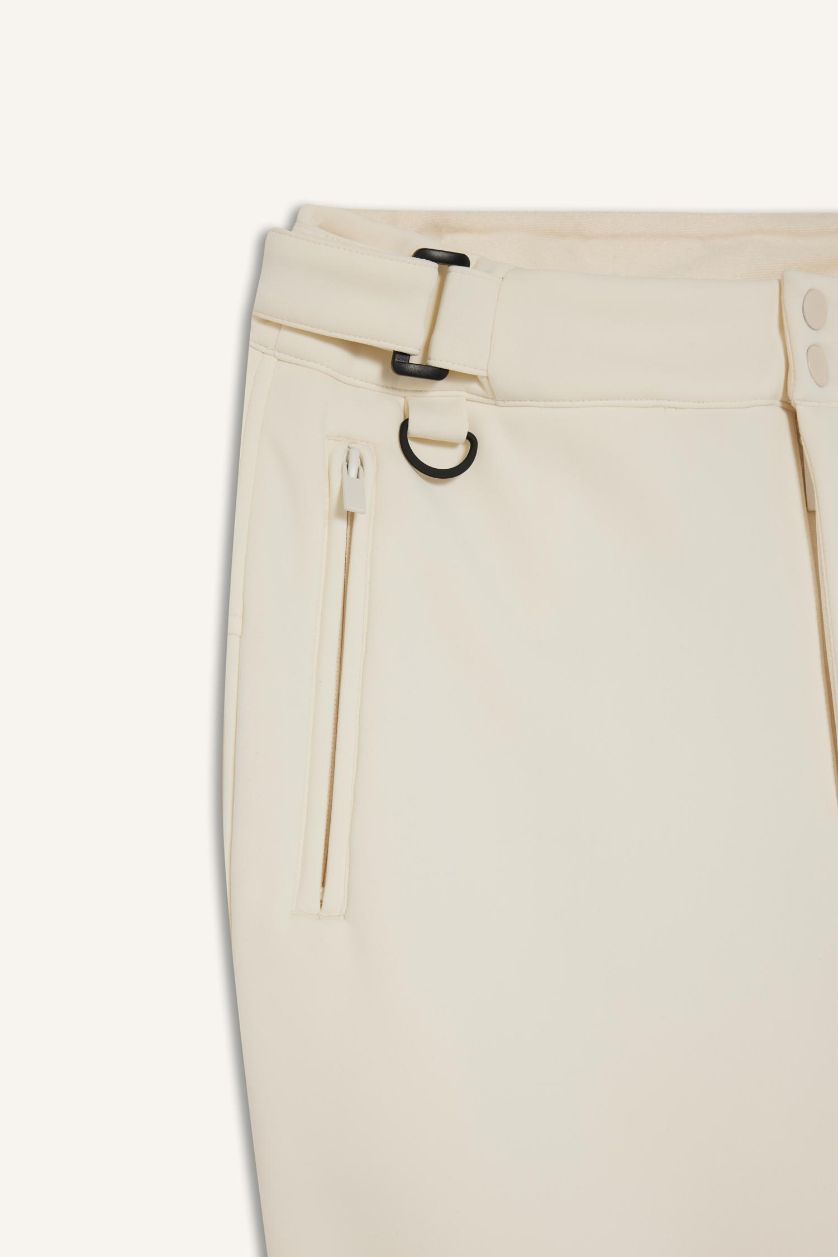 FEMME Blanc Pantalon de ski softshell à poches Coupe évasée