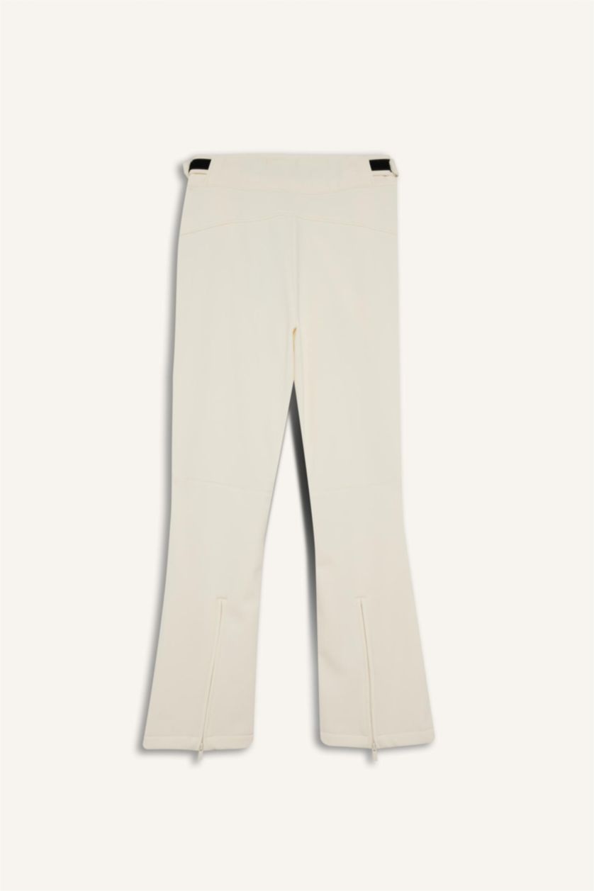 FEMME Blanc Pantalon de ski softshell à poches Coupe évasée