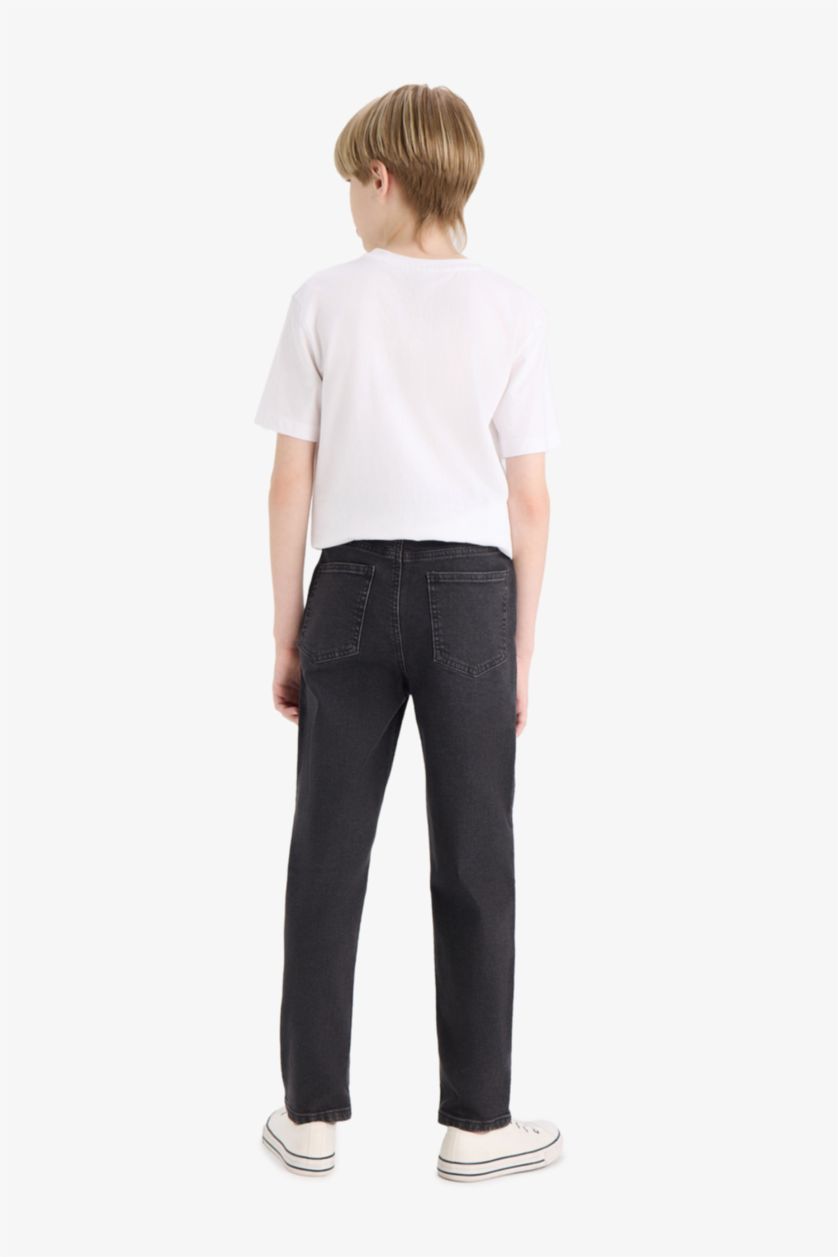 Boys & Teens Black Straight Fit Denim Trousers