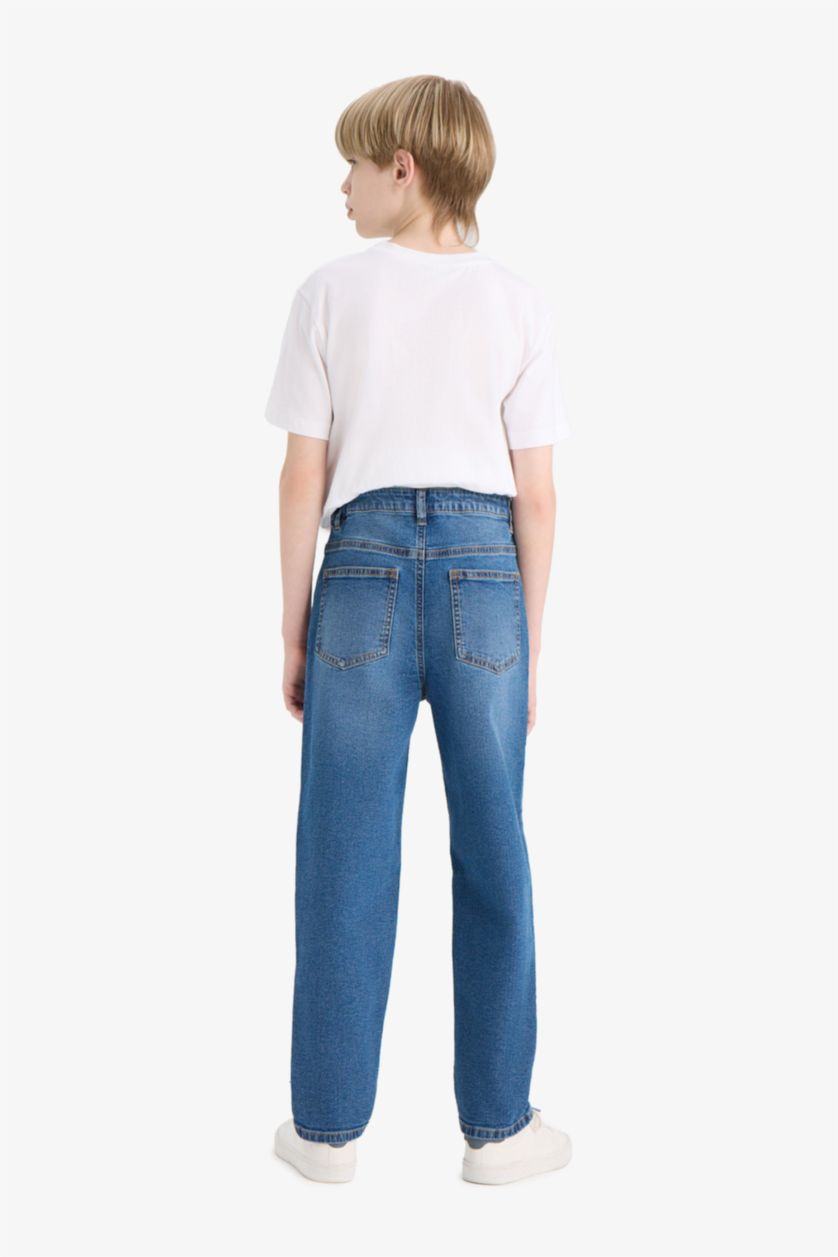 Мальчики и подростки Голубрй Джинсы для мальчиков прямого кроя