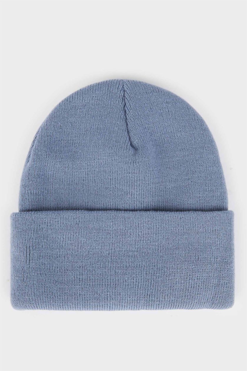 Erkek Çocuk - Genç Erkek Mavi Erkek Çocuk Dokuma Etiketli Triko Bere