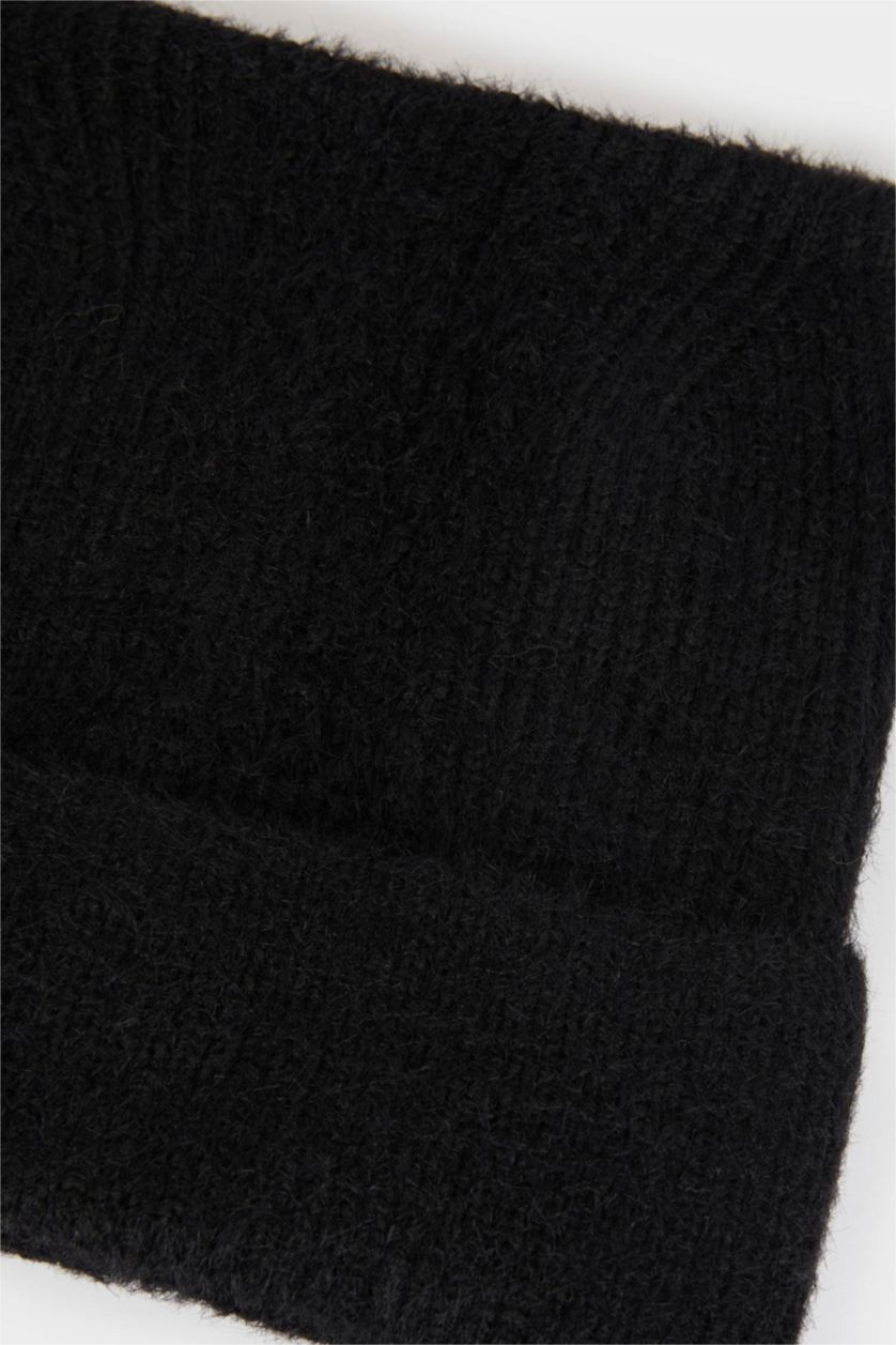 Kız Çocuk - Genç Kız Siyah Triko Bere Kız Çocuk