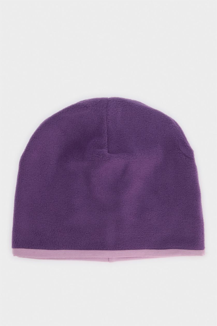 Kız Çocuk - Genç Kız Menekşe Baskılı Pamuklu Bere Kız Çocuk