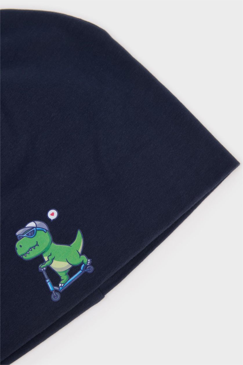 Erkek Çocuk - Genç Erkek Lacivert Erkek Çocuk Baskılı Pamuklu Bere