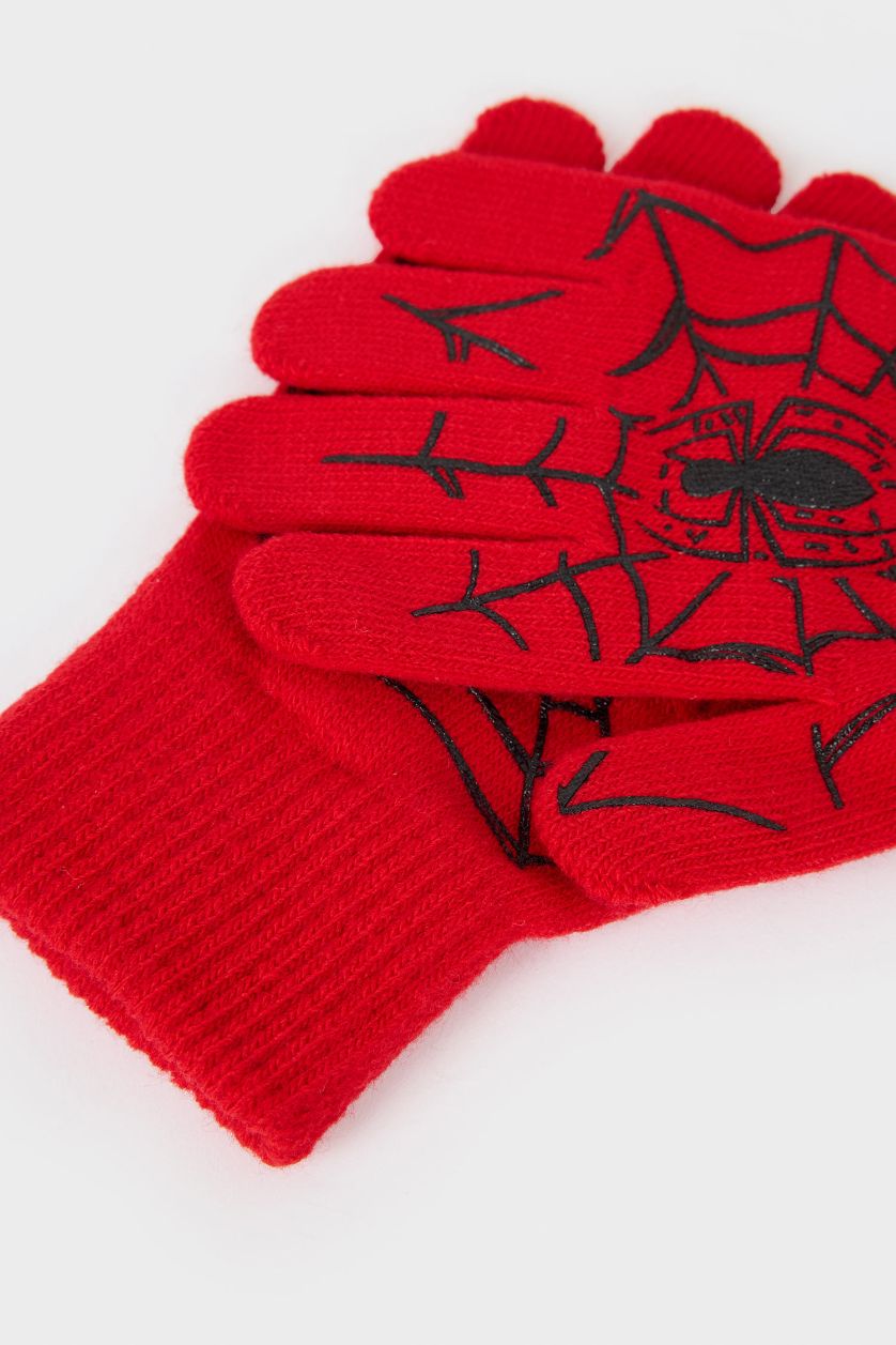 GARÇONS Noir Lot de 2 Gants en tricot à motif Spiderman pour garçon