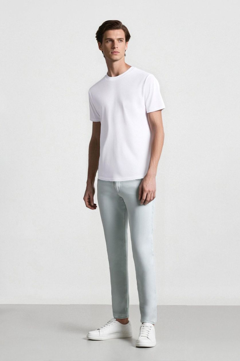 رجال أزرق ثلجي بنطرون جينز سيرجيو قصة عادية وخصر عادي