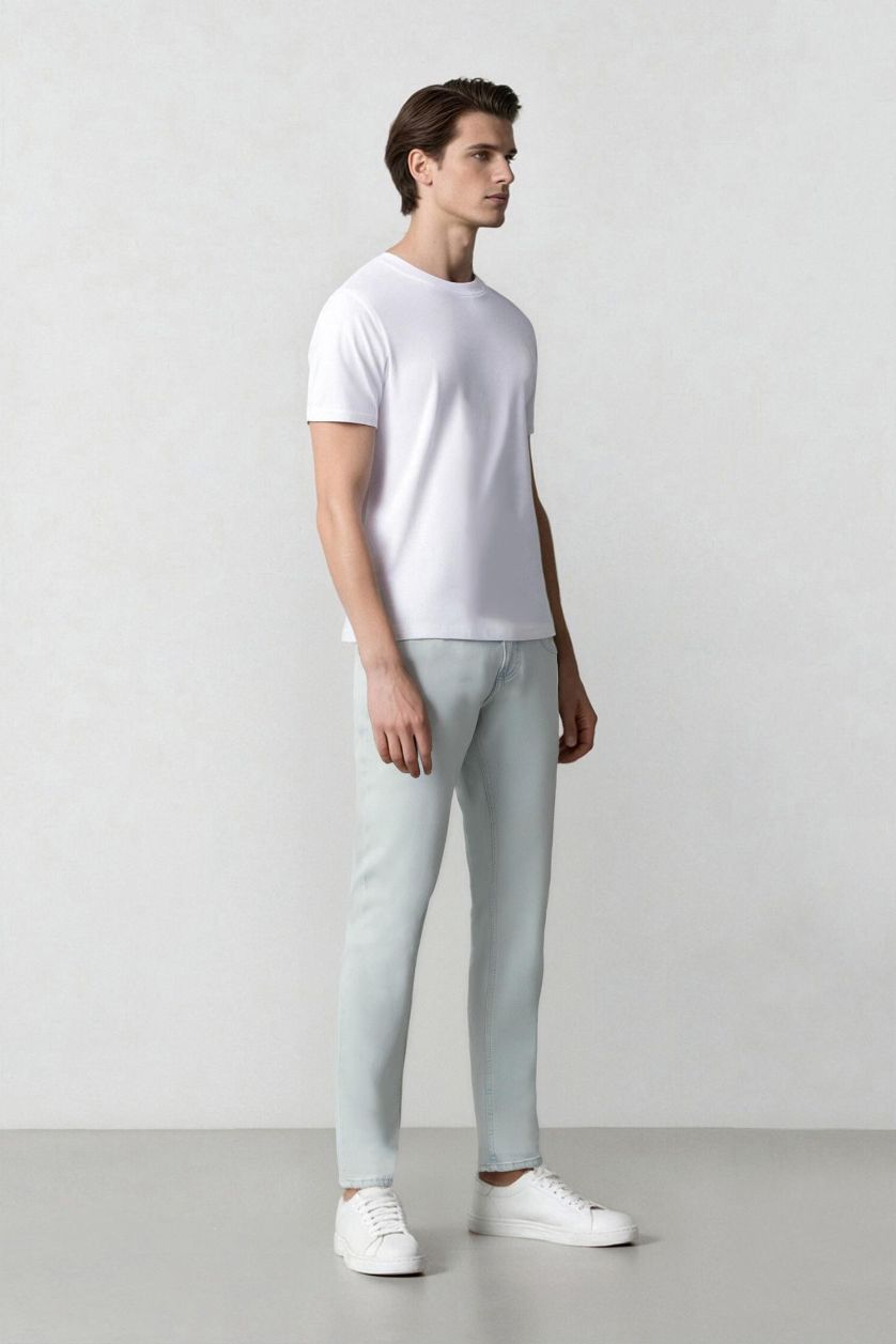 رجال أزرق ثلجي بنطرون جينز سيرجيو قصة عادية وخصر عادي