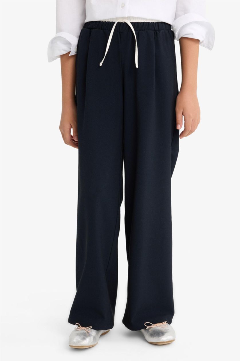 Kız Çocuk - Genç Kız Lacivert Straight Wide Geniş Bol Paça Pantolon Kız Çocuk