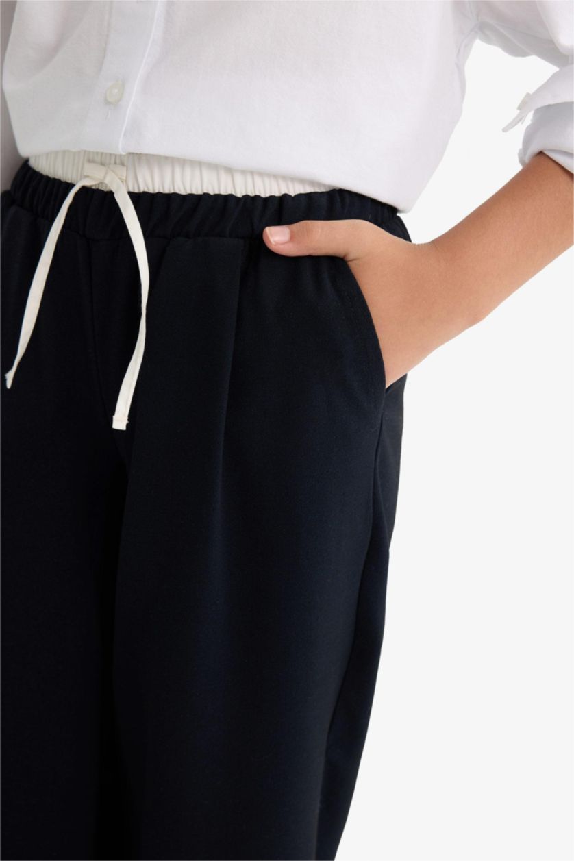 Kız Çocuk - Genç Kız Lacivert Straight Wide Geniş Bol Paça Pantolon Kız Çocuk