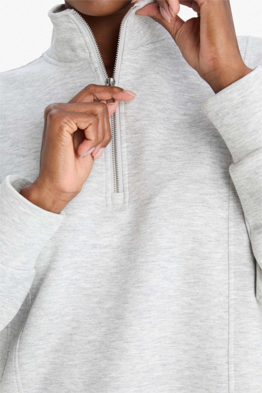 حريمي ميلانج رمادي سويت شيرت اوفر سايز رياضي قماش سكوبا من DeFactoFit