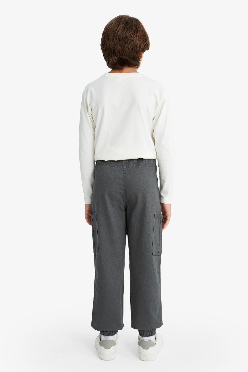 Erkek Çocuk - Genç Erkek Gri Kargo Gabardin Jogger Pantolon Erkek Çocuk