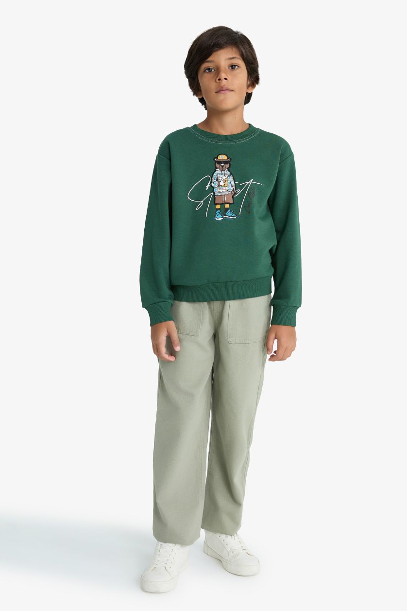 أولادي كاكي فاتح بنطلون اولادي قصة فضفاضة جبردين بجيب