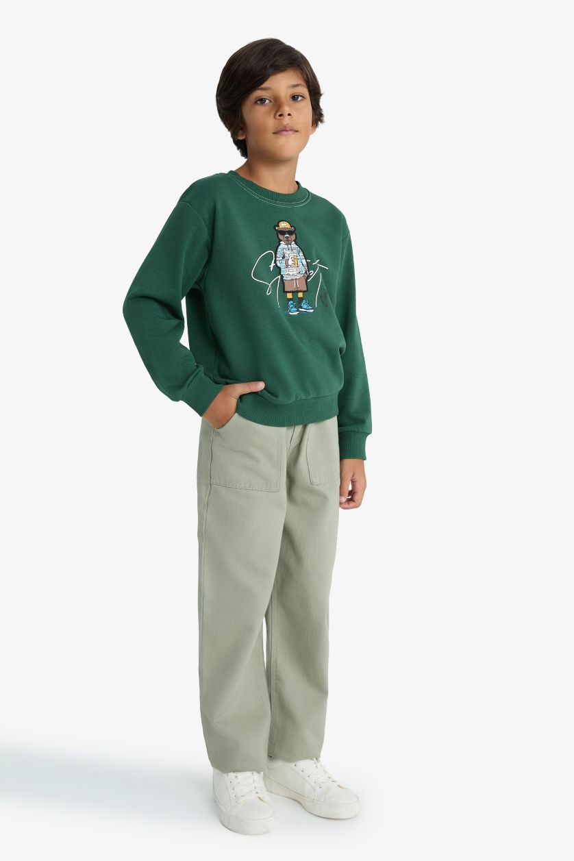 أولادي كاكي فاتح بنطلون اولادي قصة فضفاضة جبردين بجيب