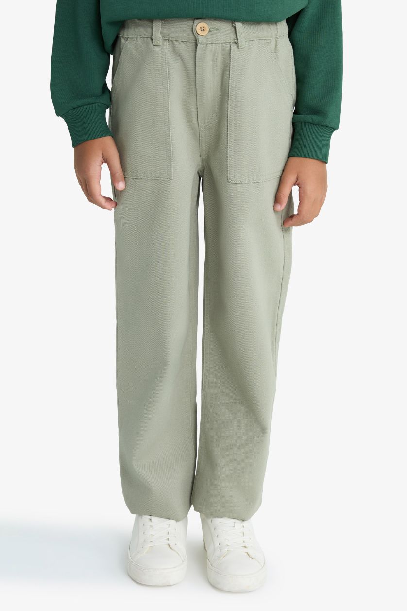 أولادي كاكي فاتح بنطلون اولادي قصة فضفاضة جبردين بجيب