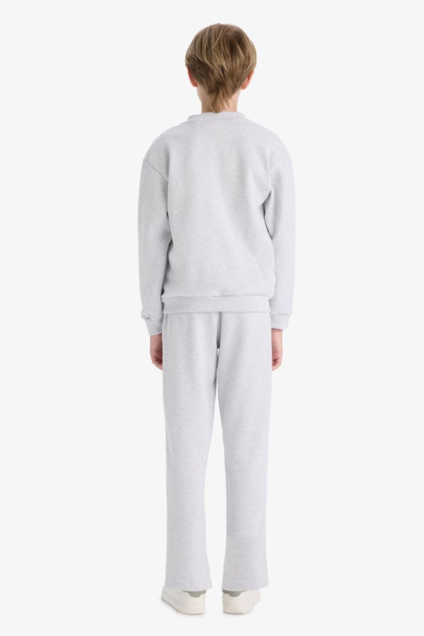 Erkek Çocuk - Genç Erkek Optik Gri Melanj 2'li Takım Bomber Ceket Eşofman Altı Erkek Çocuk