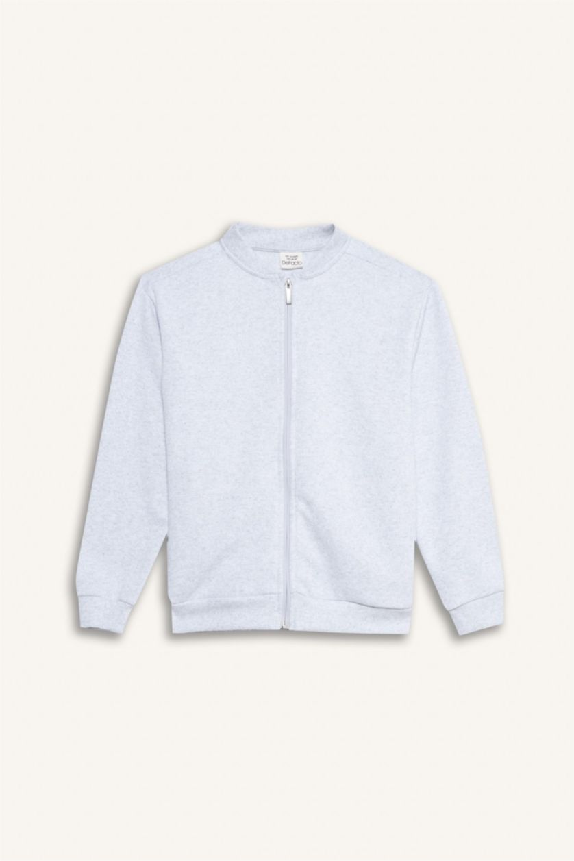 Erkek Çocuk - Genç Erkek Optik Gri Melanj 2'li Takım Bomber Ceket Eşofman Altı Erkek Çocuk