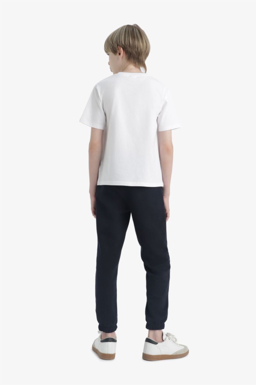 Boys & Teens White Boy Printed T-Shirt Sweatpants 2 Piece Set