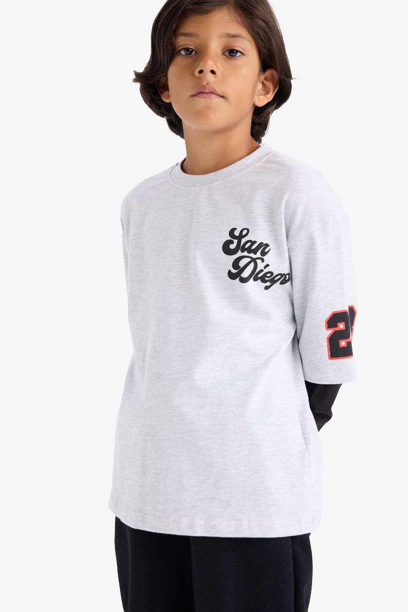 Boys & Teens Light Grey Melange Boy Sweatshirt Sweatpants 2 Piece Set