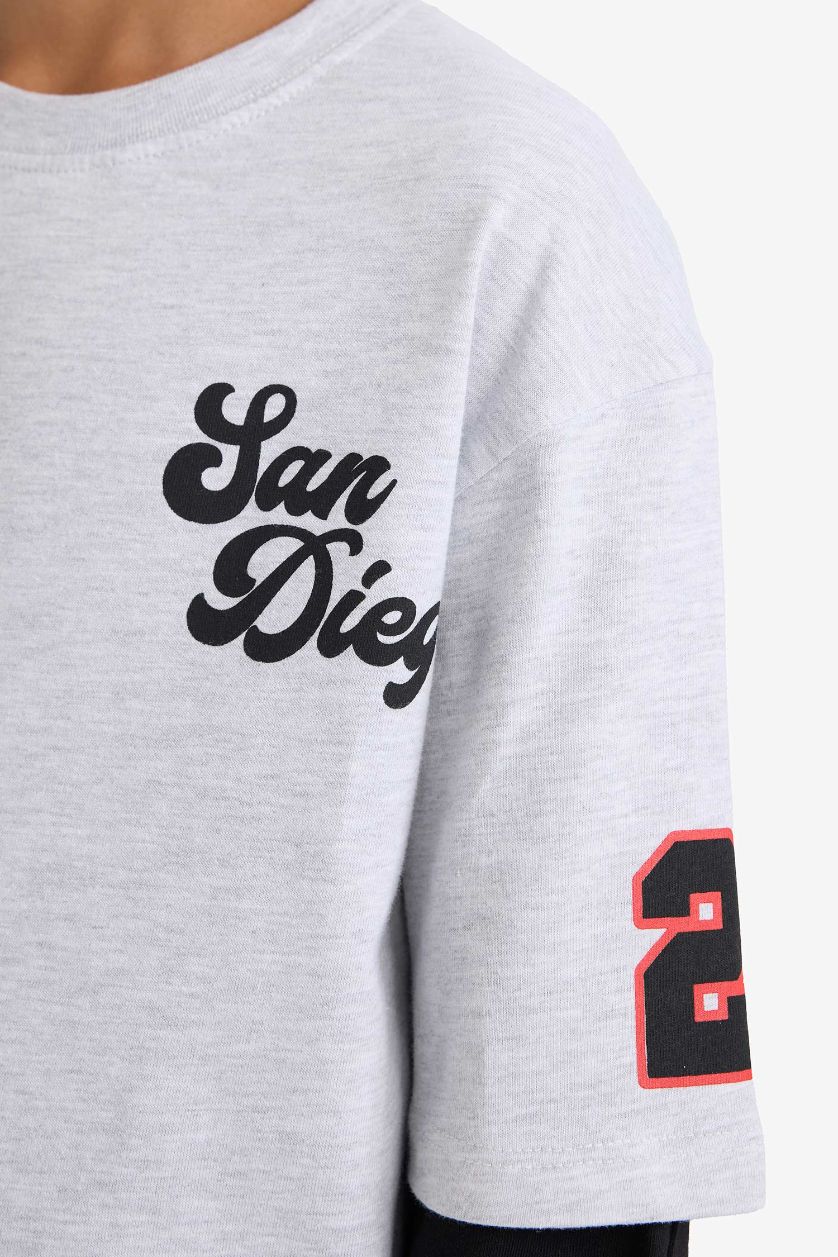 Boys & Teens Light Grey Melange Boy Sweatshirt Sweatpants 2 Piece Set