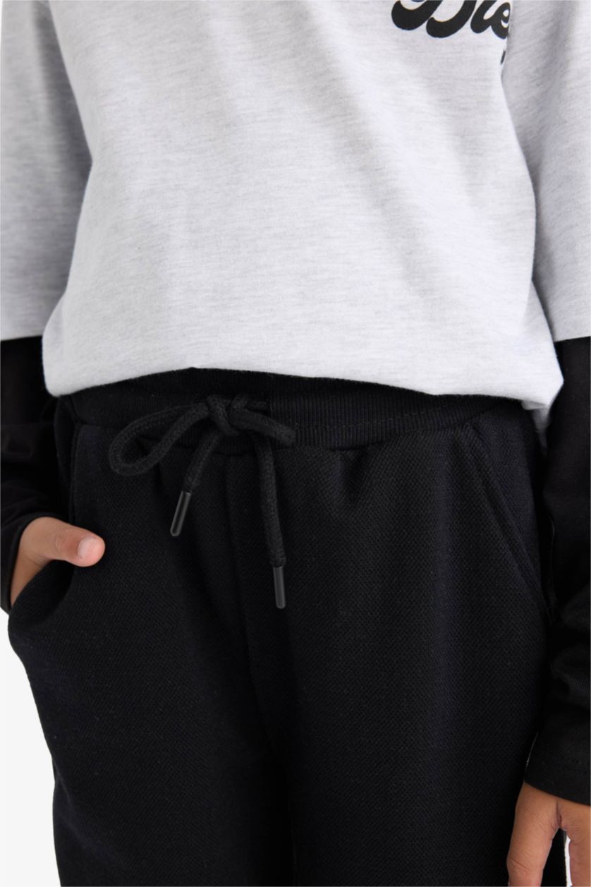 Boys & Teens Light Grey Melange Boy Sweatshirt Sweatpants 2 Piece Set