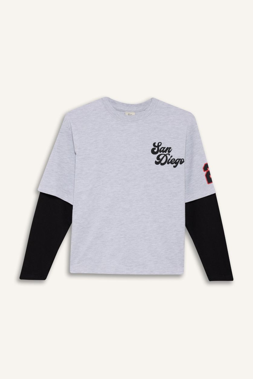 Boys & Teens Light Grey Melange Boy Sweatshirt Sweatpants 2 Piece Set