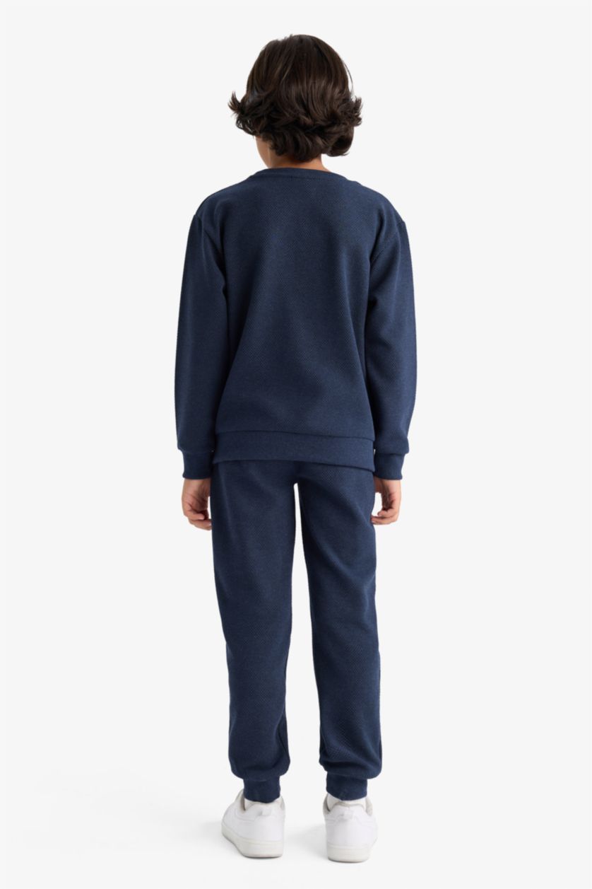 أولادي ميلانج كحلي طقم اولادي كحلي قصة عادية - قطعتين